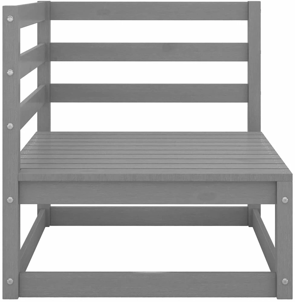 Lauko baldų komplektas Sodo poilsio baldų komplektas, 9 dalių, pilkas, pušies masyvas