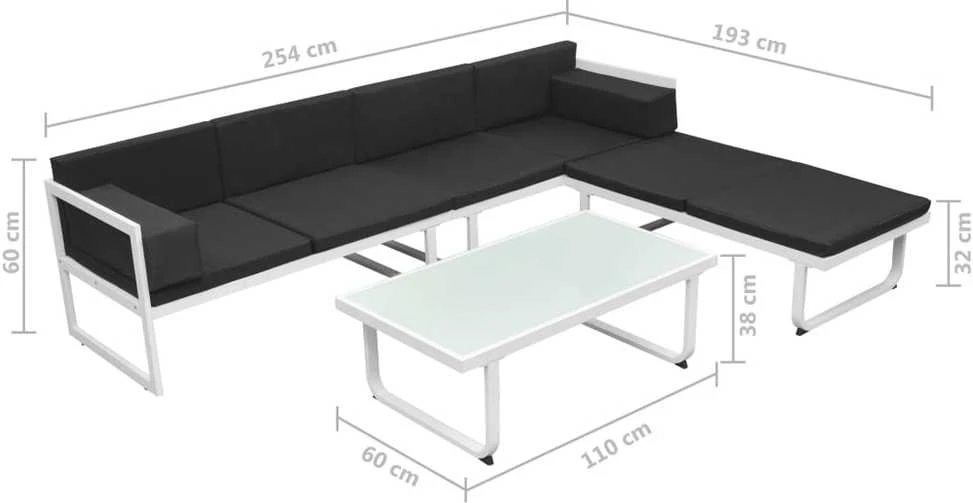 Lauko baldų komplektas Sodo poilsio baldų komplektas su pag., 4d., juodas, alium.