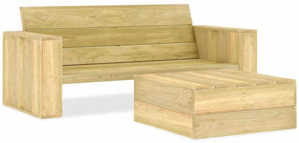 Lauko baldų komplektas Sodo poilsio komplektas, 2 dalių, impregnuota pušies mediena