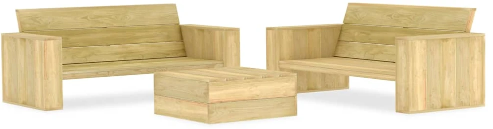 Lauko baldų komplektas Sodo poilsio komplektas, 3 dalių, impregnuota pušies mediena
