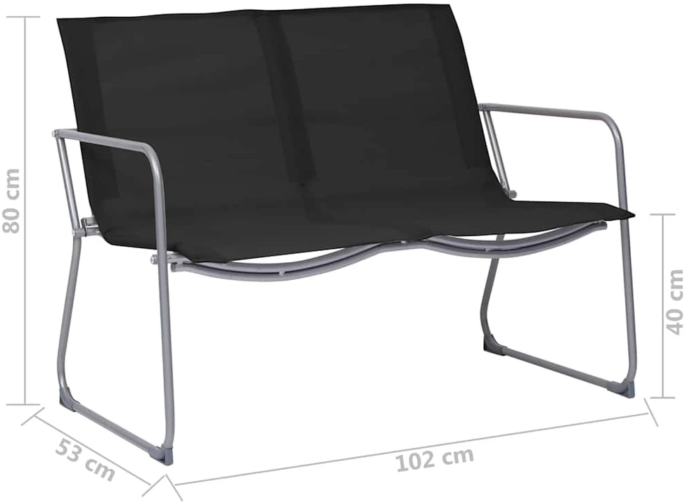 Lauko baldų komplektas Sodo poilsio komplektas, 4 dalių, juodas, audinys ir plienas