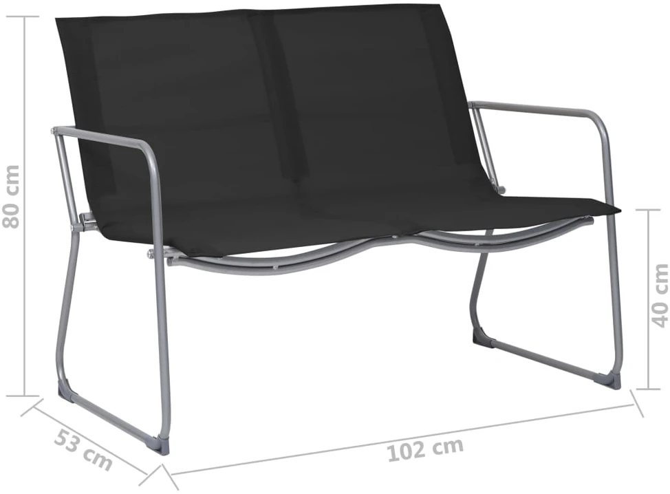 Lauko baldų komplektas Sodo poilsio komplektas, 4 dalių, juodas, audinys ir plienas