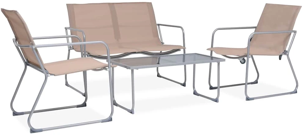Lauko baldų komplektas Sodo poilsio komplektas, 4 dalių, taupe, audinys ir plienas