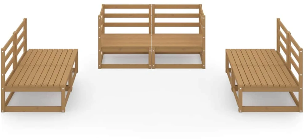 Lauko baldų komplektas Sodo poilsio komplektas, 6 dalių, medaus rudas, pušies masyvas