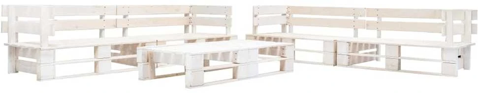 Lauko baldų komplektas Sodo poilsio komplektas iš palečių, 6 dalių, baltas, mediena