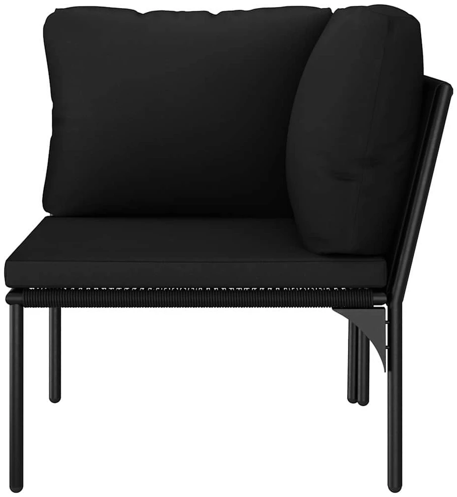 Lauko baldų komplektas Sodo poilsio komplektas su pagalvėmis, 6 dalių, juodas, PVC