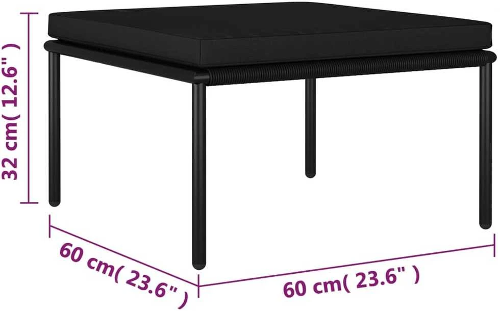 Lauko baldų komplektas Sodo poilsio komplektas su pagalvėmis, 6 dalių, juodas, PVC