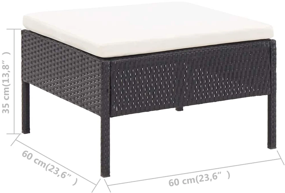 Lauko baldų komplektas Sodo poilsio komplektas su pagalvėmis, 6 dalių, juodas, ratanas