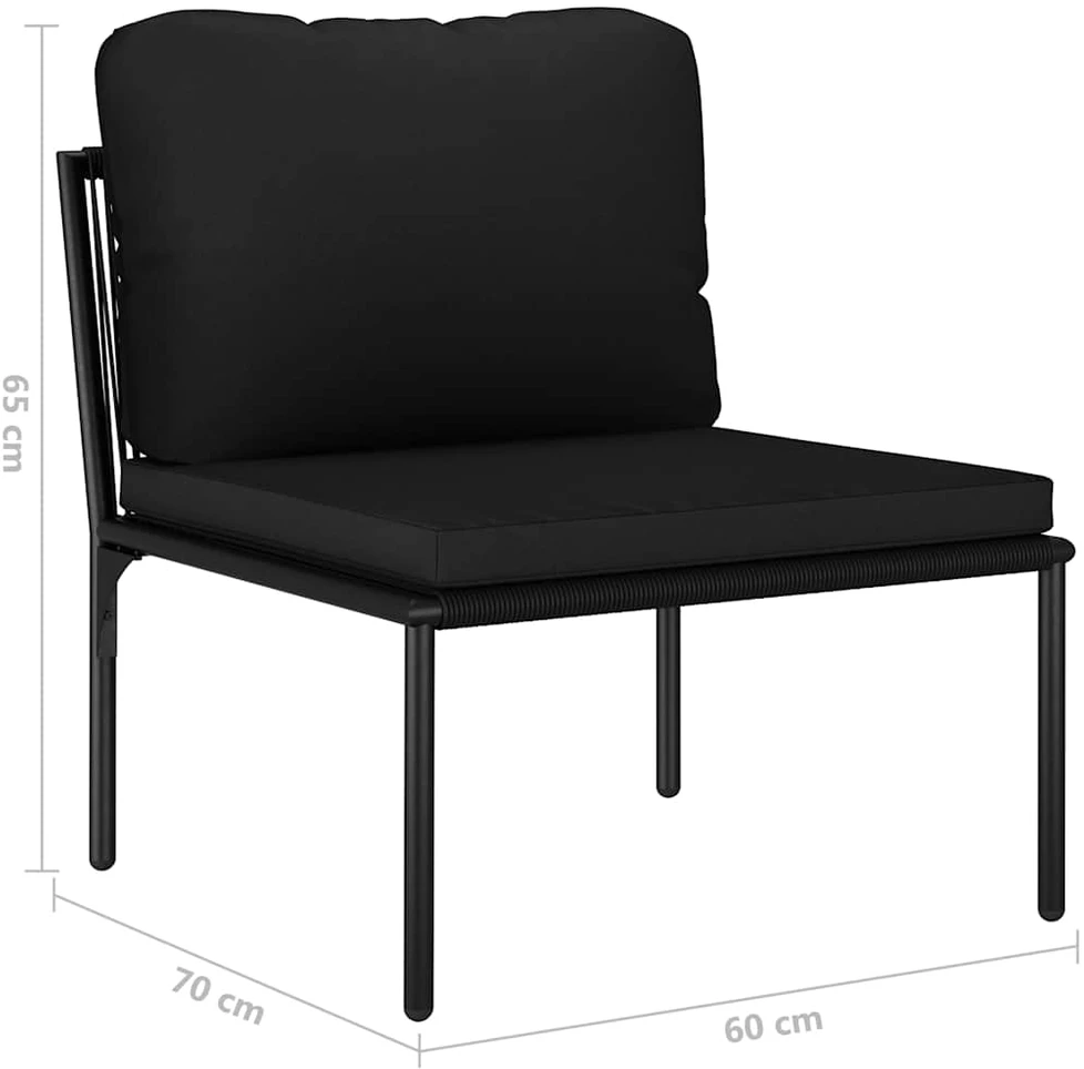 Lauko baldų komplektas Sodo poilsio komplektas su pagalvėmis, 6 dalių, juodas, PVC