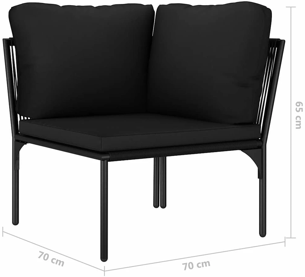 Lauko baldų komplektas Sodo poilsio komplektas su pagalvėmis, 6 dalių, juodas, PVC