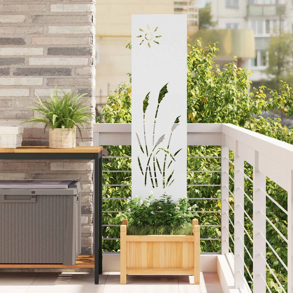 Sodo privatumo ekranas „Fretwork“ Balta 32 x 140 cm