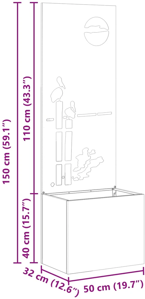 Sodo privatumo ekranas „Fretwork“ Juoda 50 x 32 x 150 cm