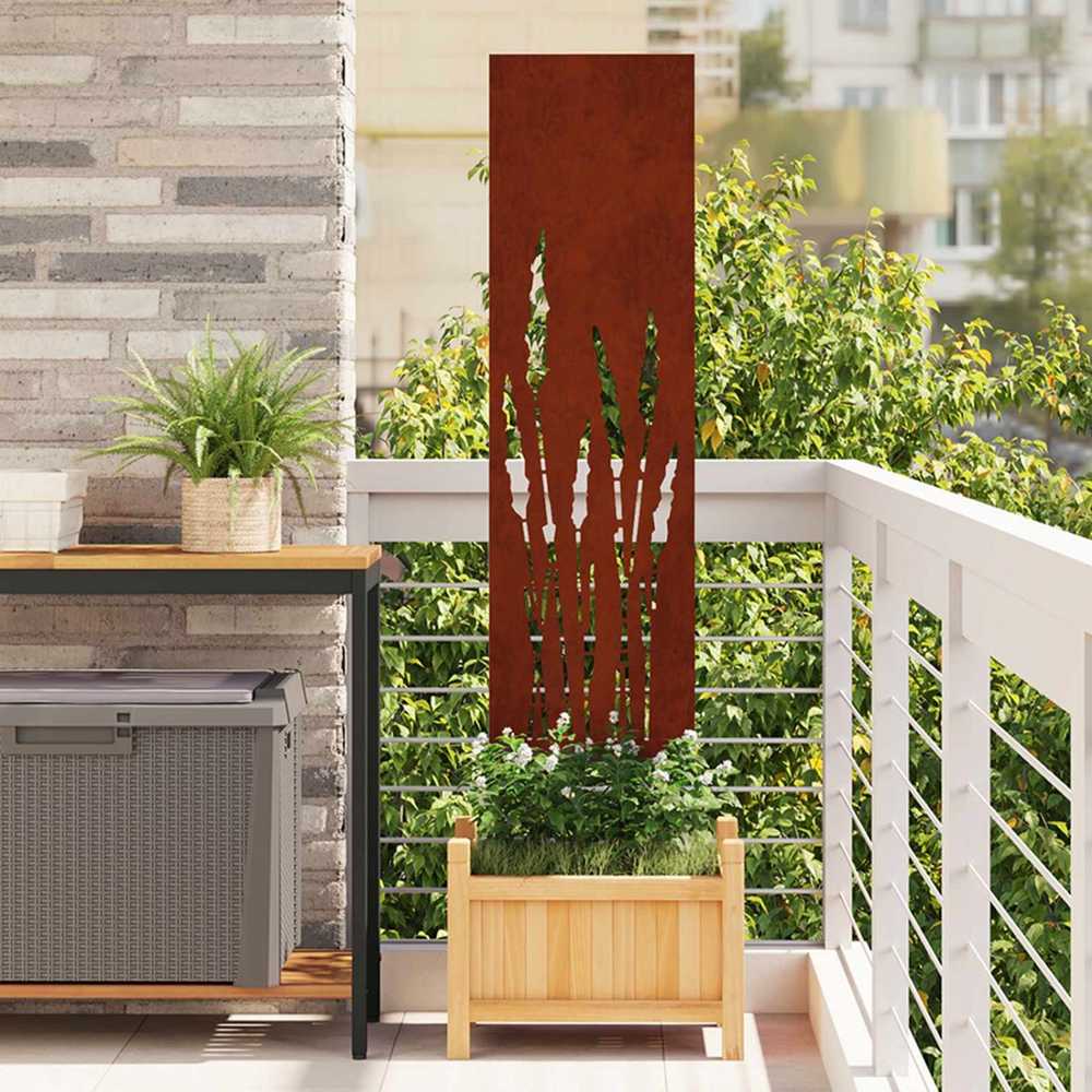 Sodo privatumo ekranas „Fretwork“ Rūdijanti 32 x 140 cm
