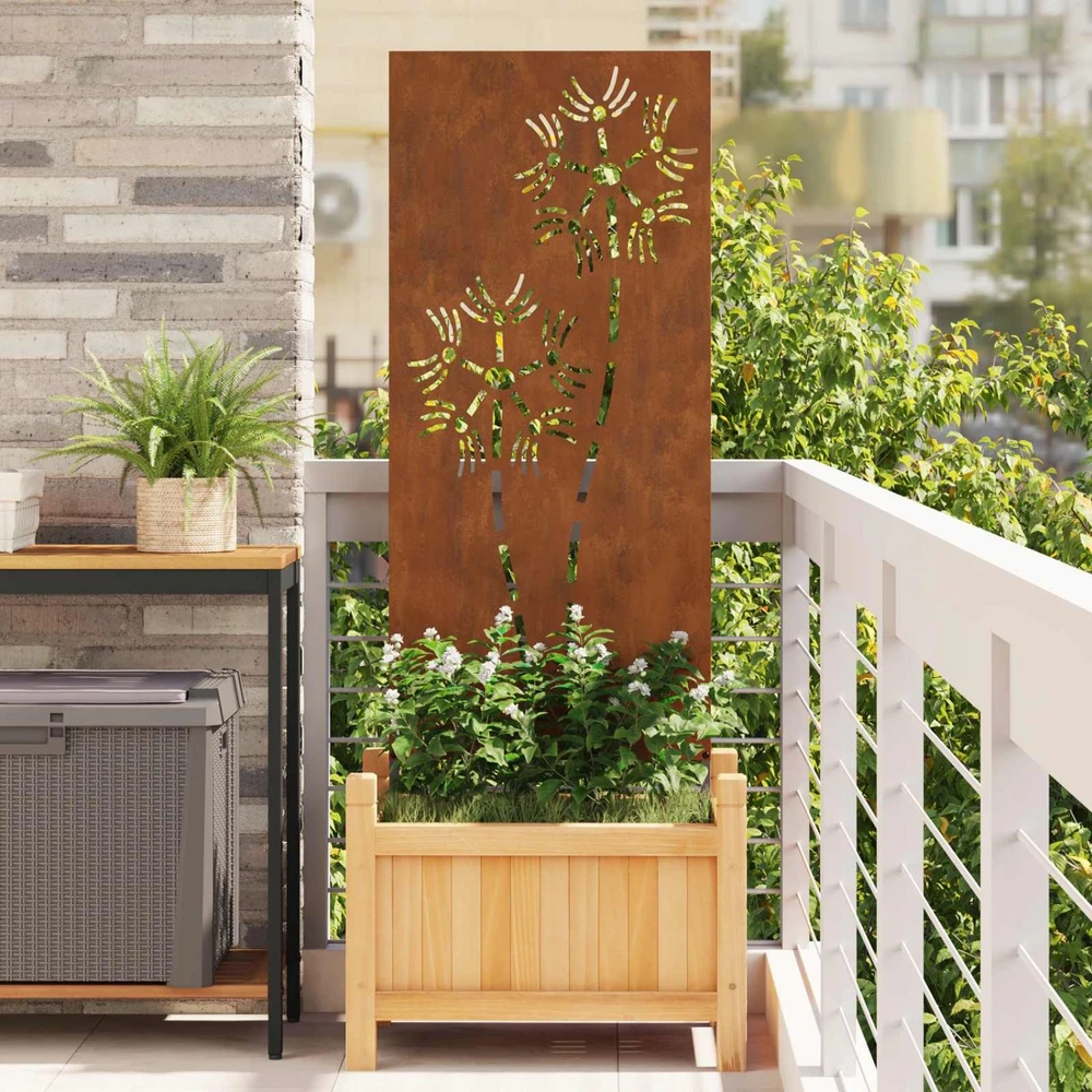 Sodo privatumo ekranas „Fretwork“ Rūdijanti 50 x 140 cm