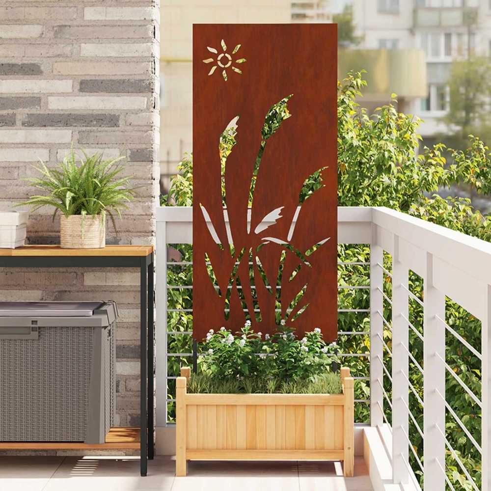 Sodo privatumo ekranas „Fretwork“ Rūdijanti 50 x 140 cm