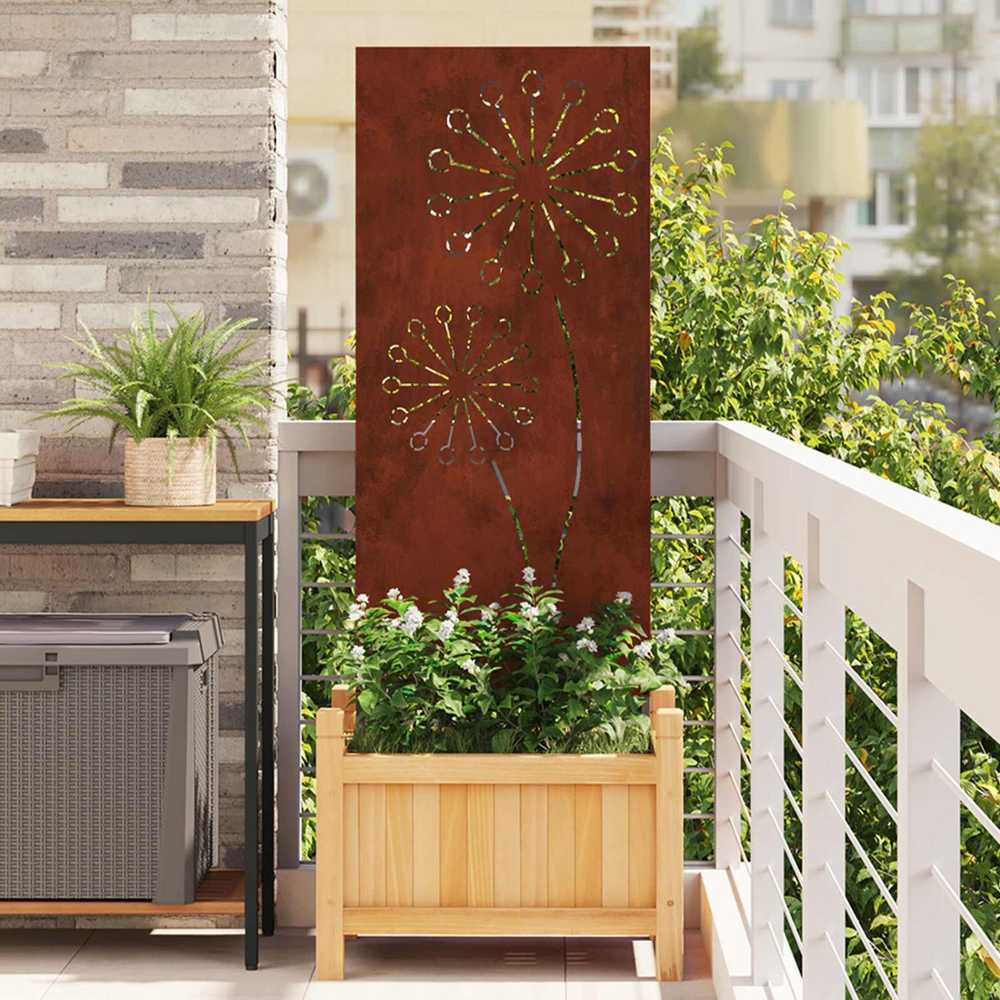 Nuotraukų rėmelis Sodo privatumo ekranas „Fretwork“ Rūdijanti 50 x 140 cm