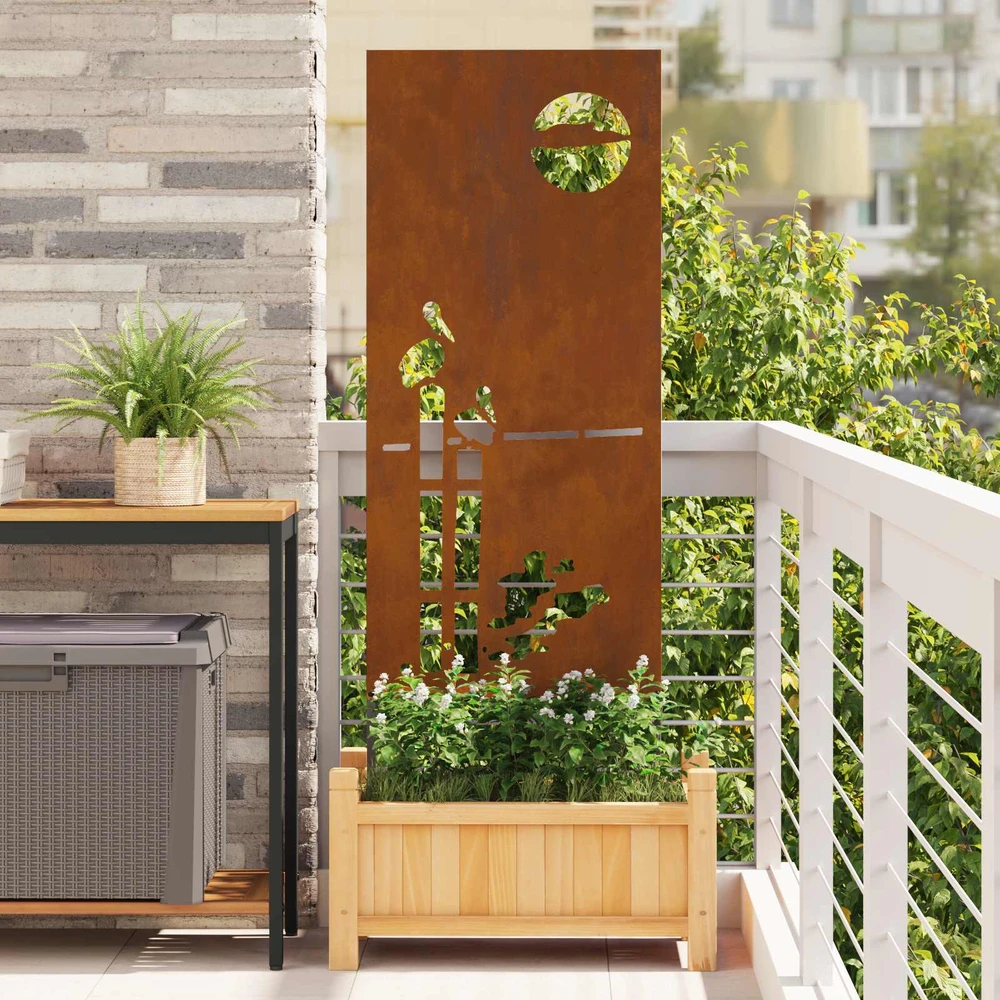 Sodo privatumo ekranas „Fretwork“ Rūdijanti 50 x 140 cm