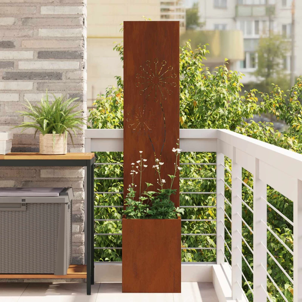 Sodo privatumo ekranas „Fretwork“ Rūdijanti 32 x 32 x 150 cm