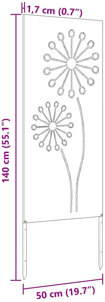 Sodo privatumo ekranas „Fretwork“ Rūdijanti 50 x 140 cm