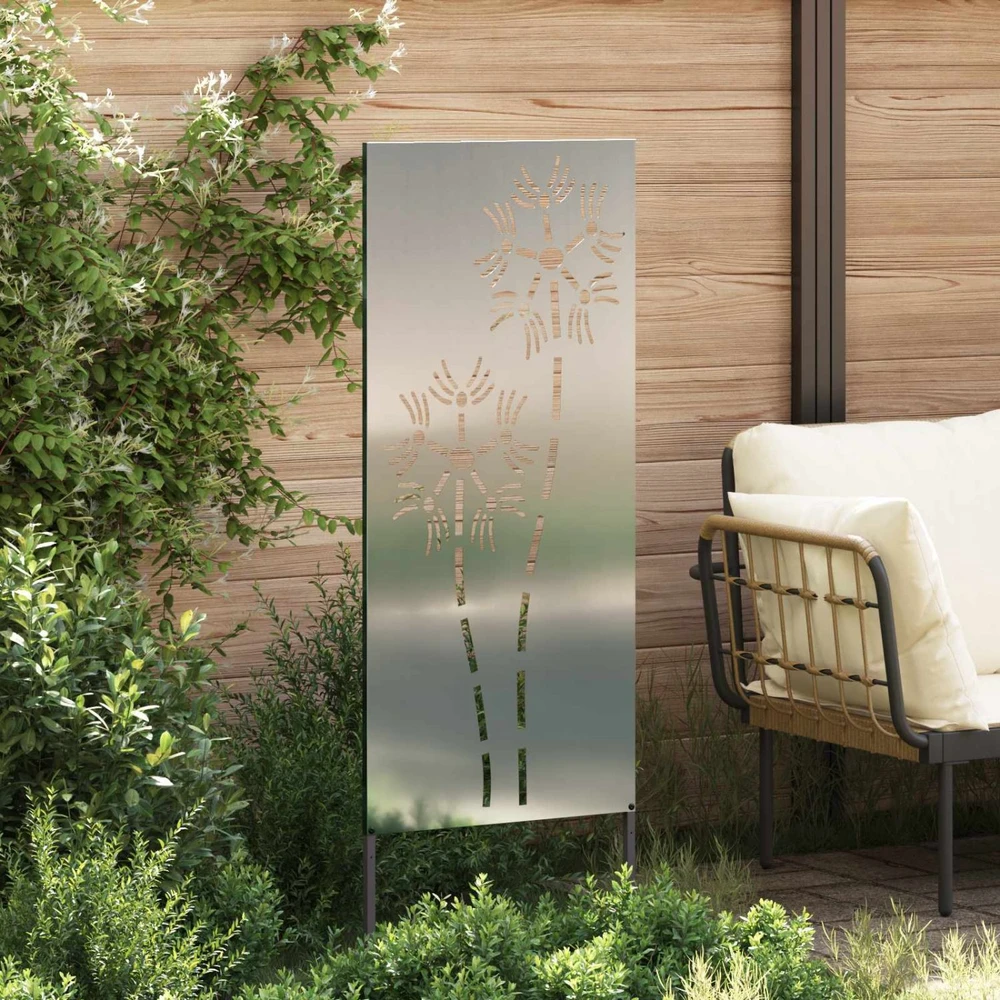 Sodo privatumo ekranas „Fretwork“ Sidabro 50 x 140 cm