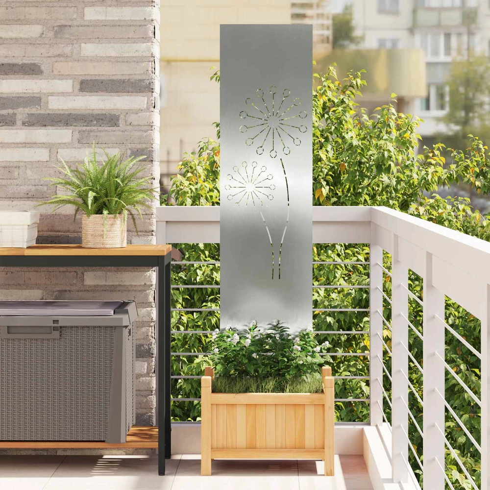 Sodo privatumo ekranas „Fretwork“ Sidabro 32 x 140 cm