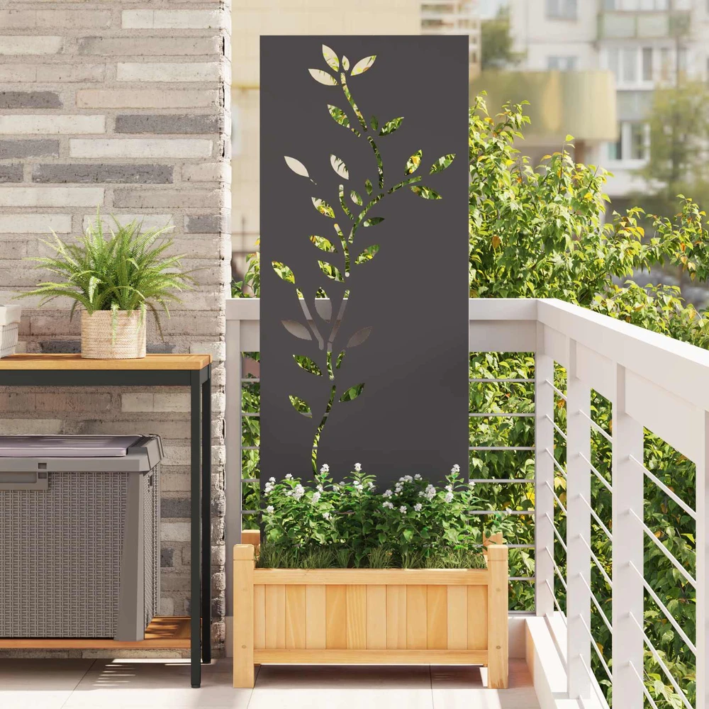 Sodo privatumo ekranas Gėlių Juoda 50 x 140 cm