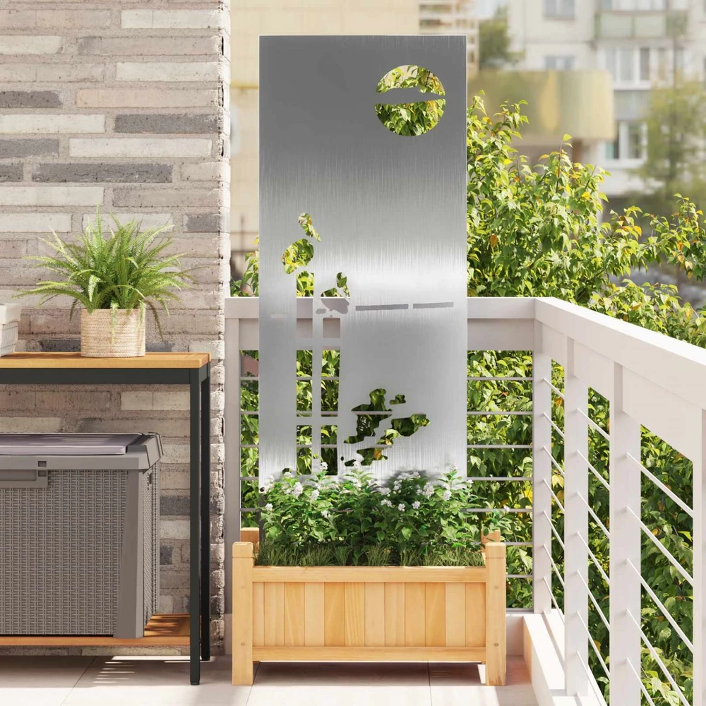 Sodo privatumo ekranas Sidabro 50 x 140 cm Nerūdijantis plienas