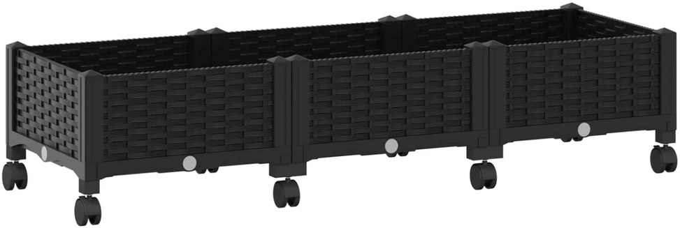 Sodo puodynė su ratukais Juoda 120 x 40 x 29 cm PP