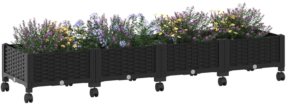 Sodo puodynė su ratukais Juoda 160 x 40 x 29 cm PP