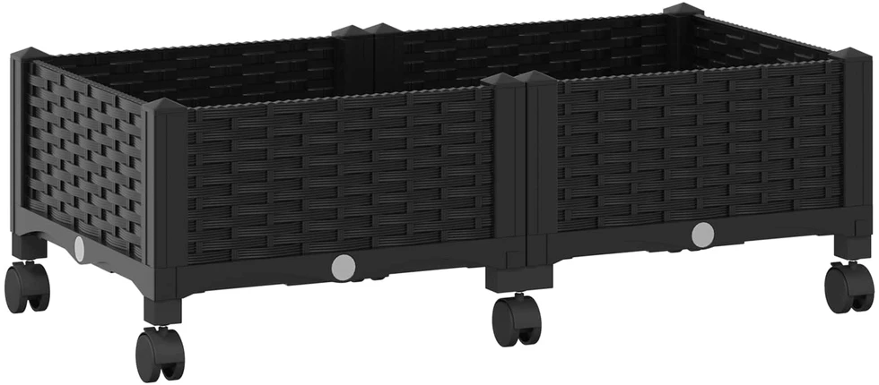 Sodo puodynė su ratukais Juoda 80 x 40 x 29 cm PP