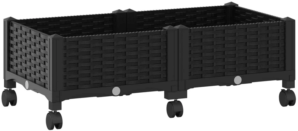 Sodo puodynė su ratukais Juoda 80 x 40 x 29 cm PP