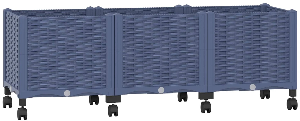 Sodo puodynė su ratukais Mėlyna Pilka 120 x 40 x 44 cm PP