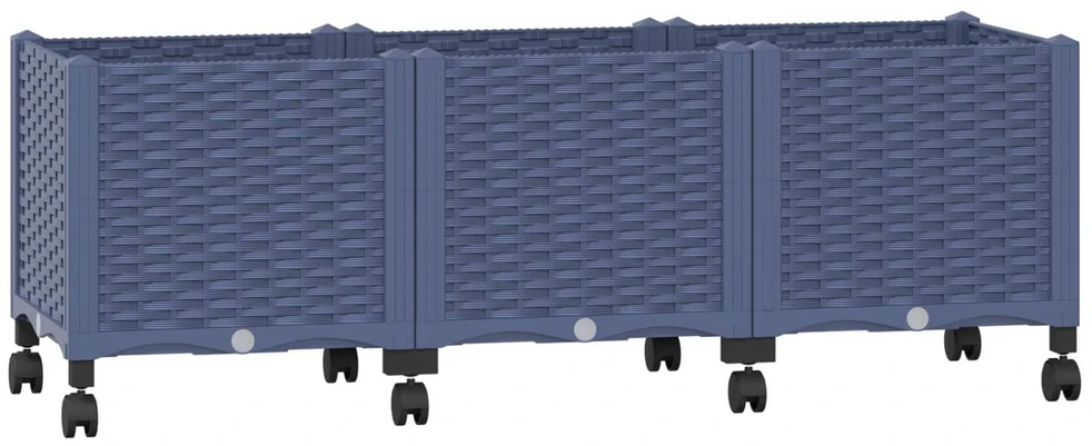 Sodo puodynė su ratukais Mėlyna Pilka 120 x 40 x 48 cm PP