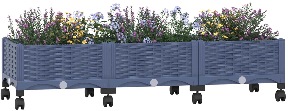 Sodo puodynė su ratukais Mėlyna Pilka 120 x 40 x 29 cm PP