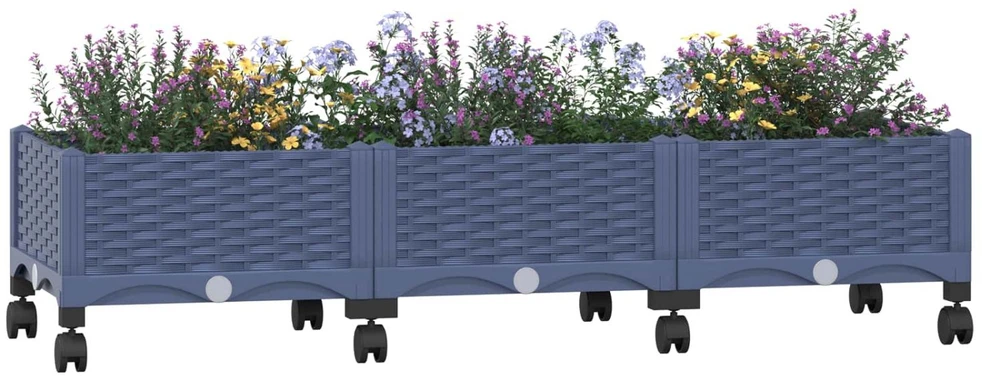 Sodo puodynė su ratukais Mėlyna Pilka 120 x 40 x 33 cm PP