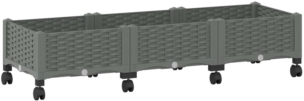 Sodo puodynė su ratukais Šviesiai pilka 120 x 40 x 33 cm PP