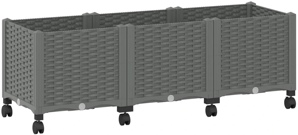 Sodo puodynė su ratukais Šviesiai pilka 120 x 40 x 48 cm PP