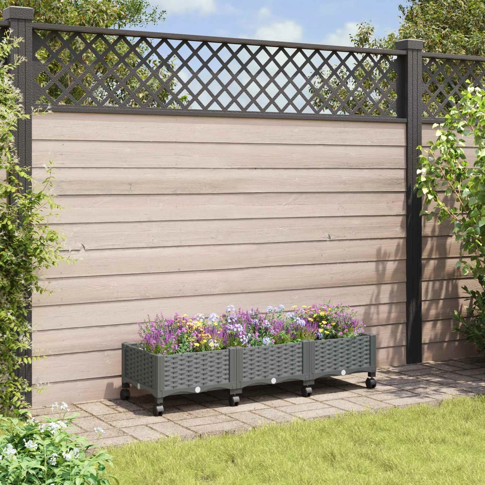 Sodo puodynė su ratukais Šviesiai pilka 120 x 40 x 29 cm PP