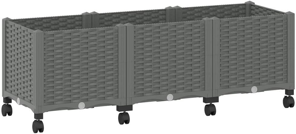 Sodo puodynė su ratukais Šviesiai pilka 120 x 40 x 44 cm PP