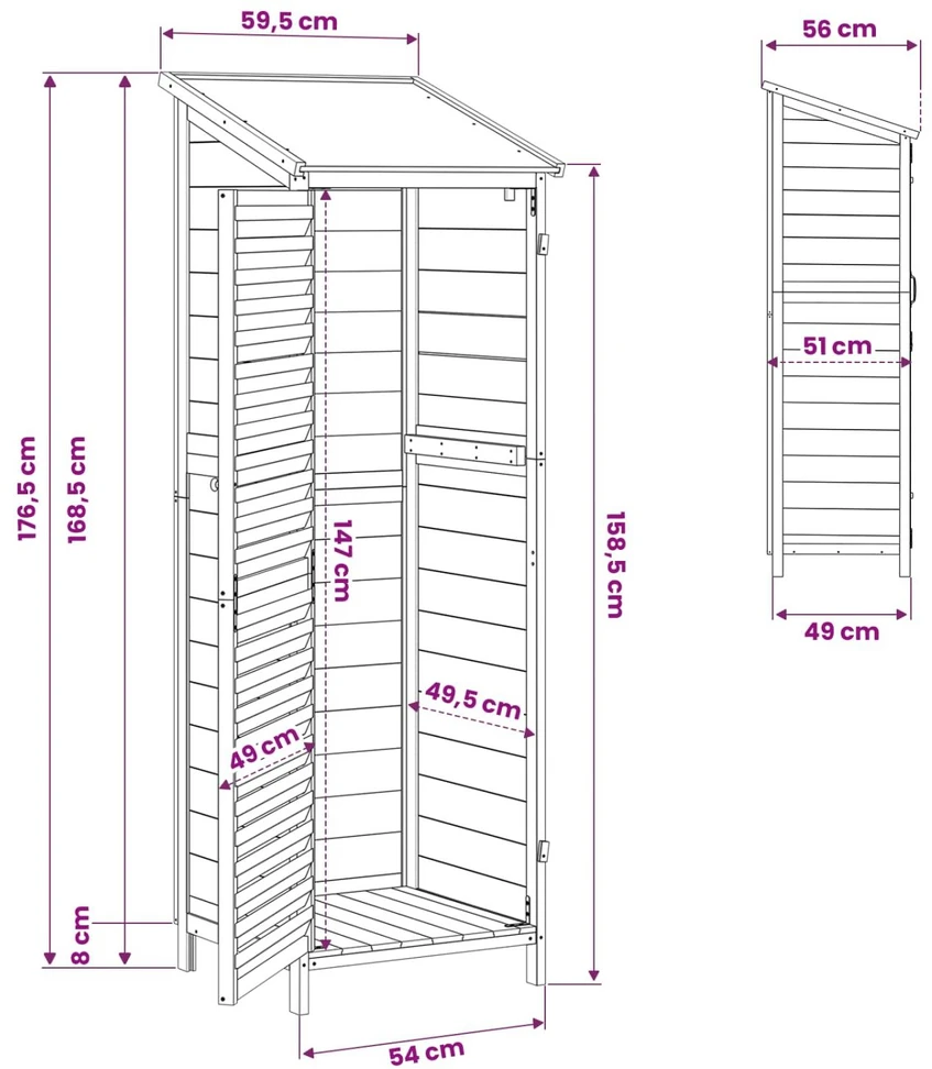 Sodo Sandėlys Ruda 59 x 56 x 176 cm Kietasis pušinis medis
