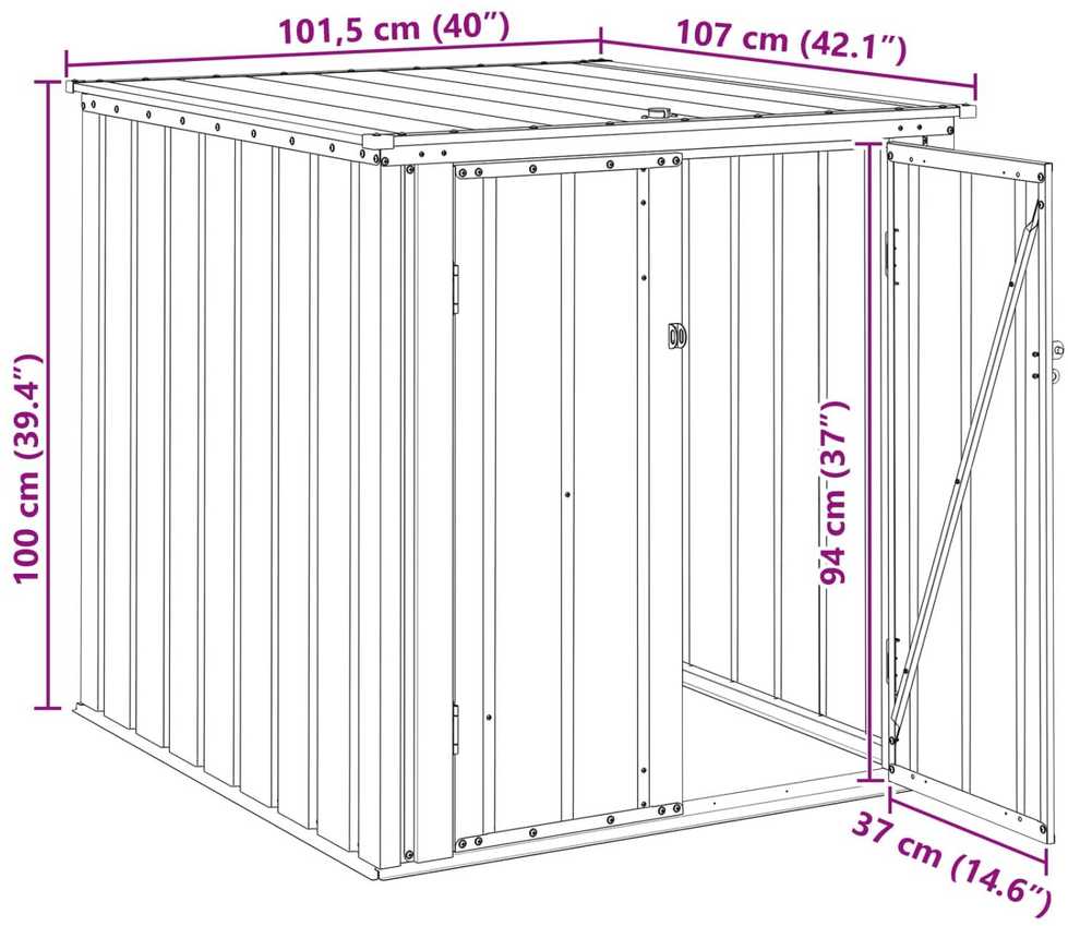 Sodo saugojimo dėžė Juoda 101,5 x 107 x 100 cm Plienas