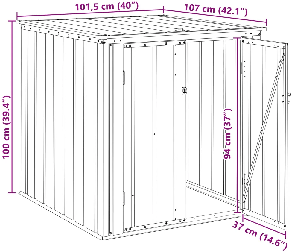 Sodo saugojimo dėžė Juoda 101,5 x 107 x 100 cm Plienas