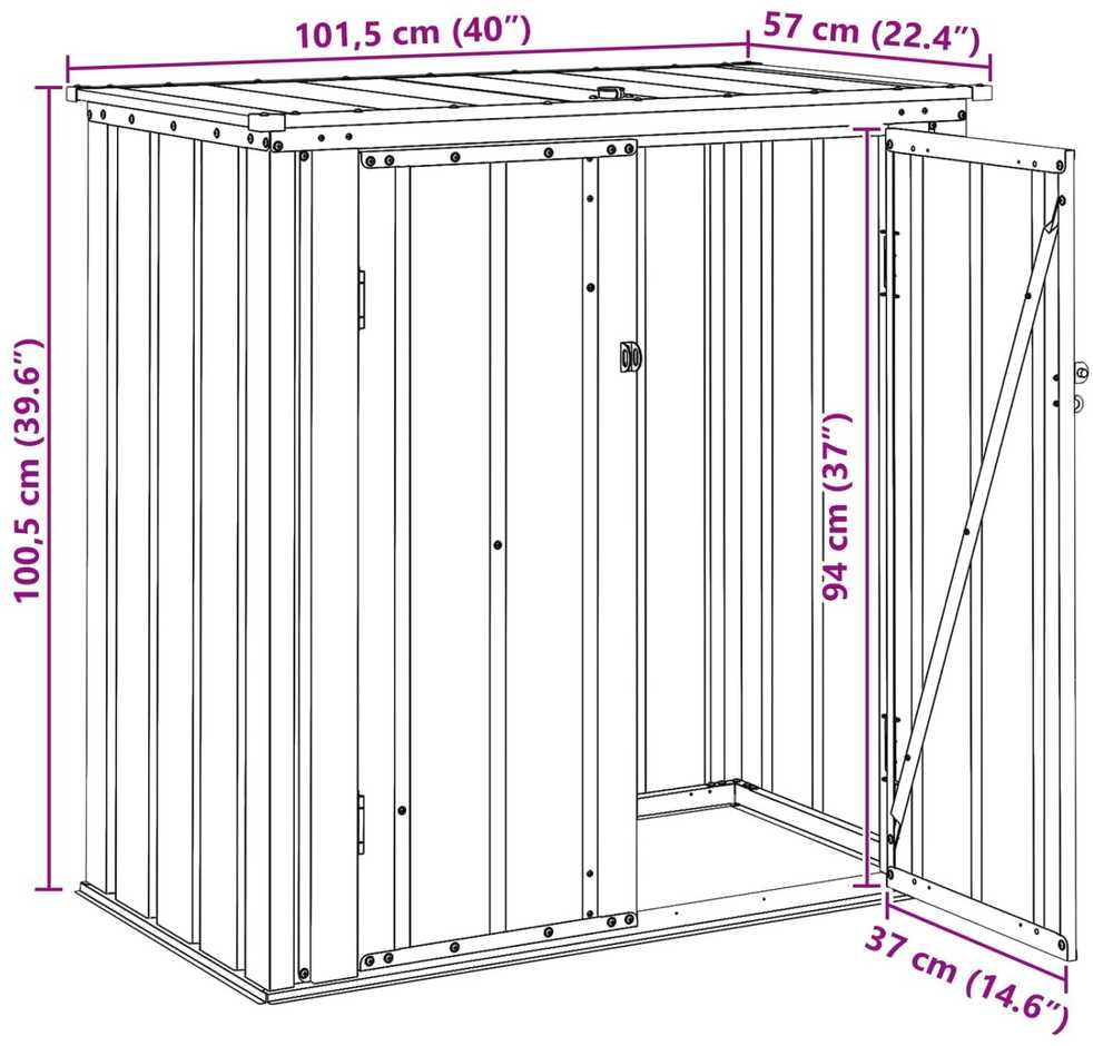 Sodo saugojimo dėžė Juoda 101,5 x 57 x 100,5 cm Plienas