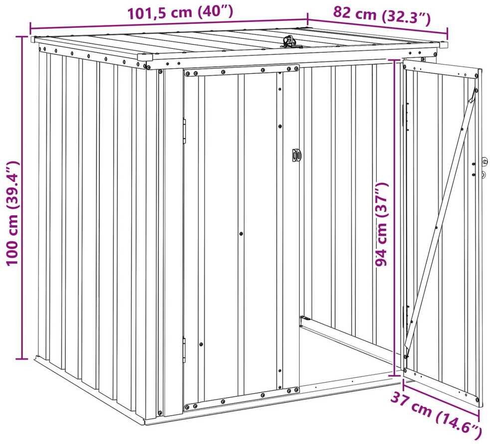 Sodo saugojimo dėžė Juoda 101,5 x 82 x 100 cm Plienas