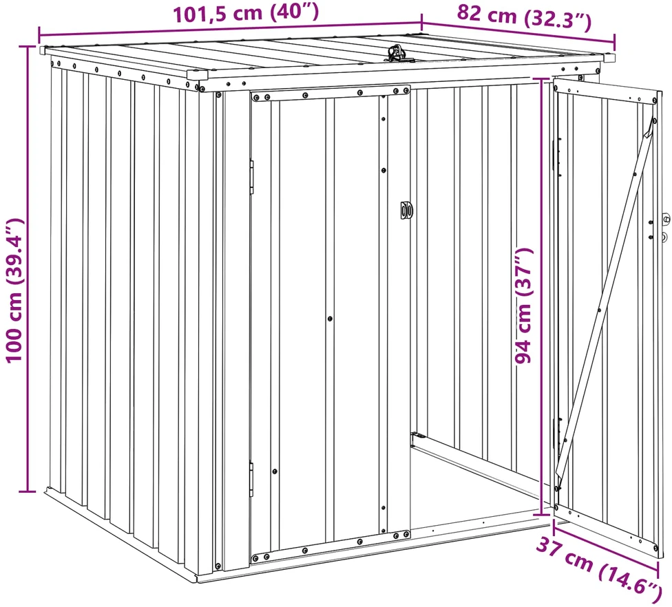 Sodo saugojimo dėžė Juoda 101,5 x 82 x 100 cm Plienas
