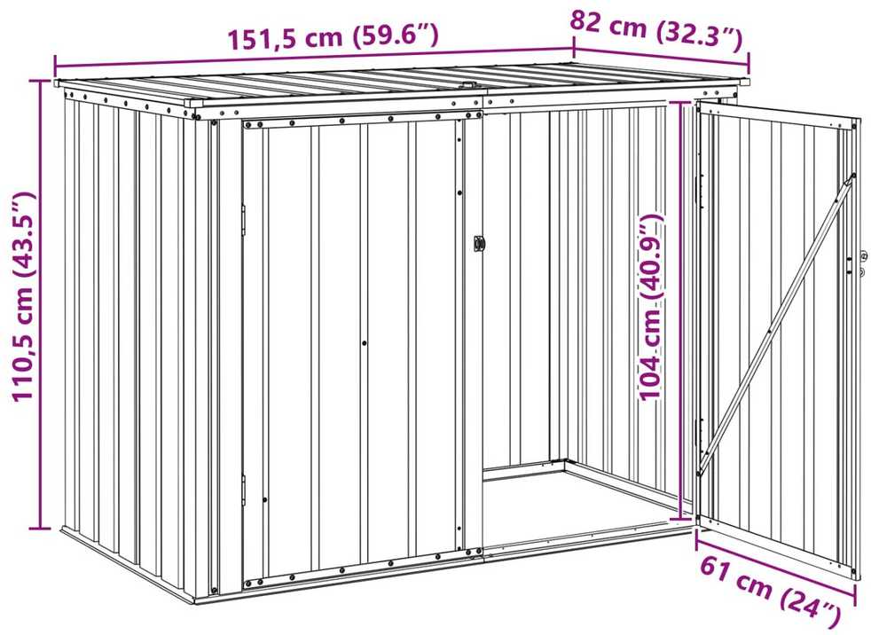 Sodo saugojimo dėžė Juoda 151,5 x 82 x 110,5 cm Plienas