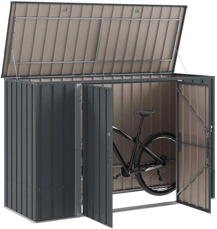 Sodo saugojimo dėžė Juoda 214 x 82 x 132 cm Plienas