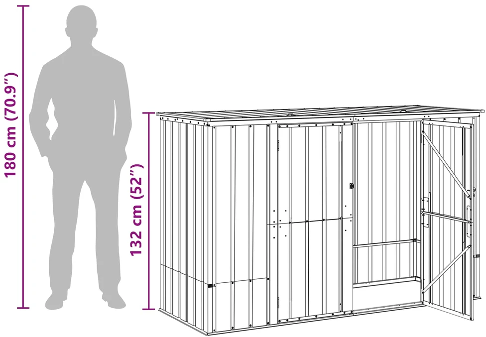 Sodo saugojimo dėžė Juoda 214 x 82 x 132 cm Plienas