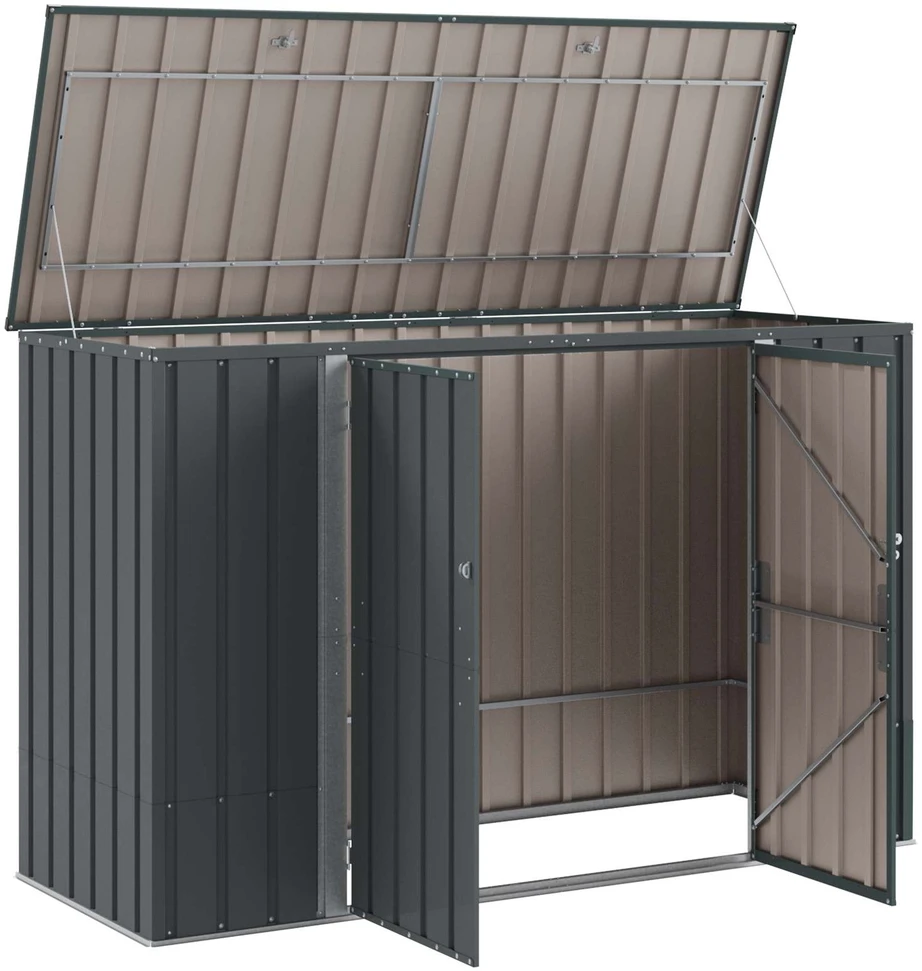 Sodo saugojimo dėžė Juoda 214 x 82 x 132 cm Plienas