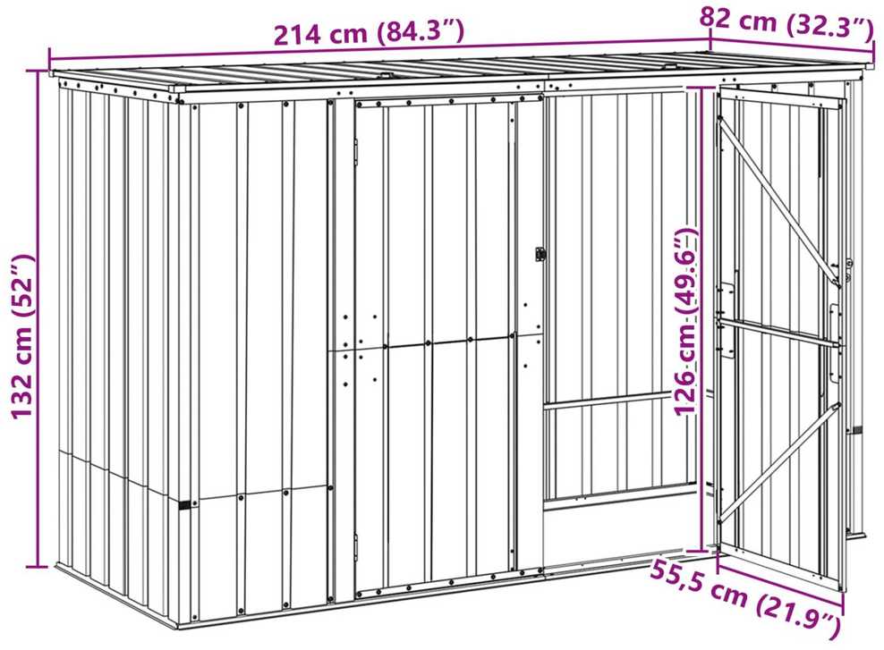 Sodo saugojimo dėžė Ruda 214 x 82 x 132 cm Plienas